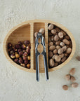 2-Section Bamboo Nut Tray with Zinc Alloy Nutcracker – Natural, 2-Piece Set