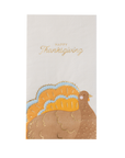 Turkey-shaped Thanksgiving guest towel napkins in fall colors, 20-count, eco-friendly 3-ply paper.