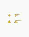Birthstone Stud Gold Earrings Set - November