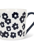 Graphic Flowers Mug-White & Navy