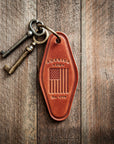 America 250th Anniversary Flag Leather Keychain Motel Style