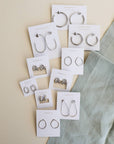 Silver Three Hoop Huggie - Earring