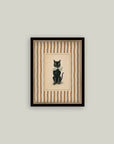 Black Cat on Stripes Halloween Art Print