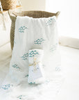 Coastal Wave Swaddle Blanket – Organic Bamboo & Cotton