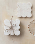 Travertine Coasters w/ Scalloped Edge, Set of 4 (Each One Will Vary)