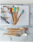 Silicone & Beech Wood Mini Kitchen Utensils Neutrals, Set of 5