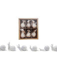 Stoneware Snails, White, Boxed Set of 6
