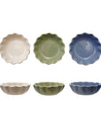 Stoneware Scalloped Bowl, 3 Colors (Each One Will Vary)