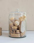 7.25 Quart Hand-Blown Glass Jar with Etched Botanicals & Lid