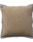 18" Square Woven Cotton Pillow with Striped Flange Edge