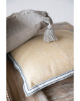 18" Square Woven Cotton Pillow with Striped Flange Edge