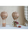 Hand-Woven Rattan Hot Air Balloon Tealight Holder Vase