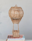 Hand-Woven Rattan Hot Air Balloon Tealight Holder Vase