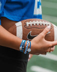 "Game Day" Blue/White Hair Tie Bracelet