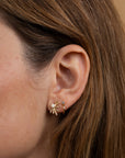 Sun Ray - White Opal - Gold Earrings