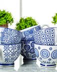 Blu/Wht Handled Cup-6 Asst-4.5"D-1483