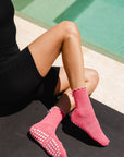 Pilates Girl Bow Grip Socks in Pink