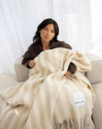 The Wool Stripe Throw - Taupe/White