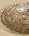 Handcrafted golden and silver fusion glass bowl for elegant tabletop serving
