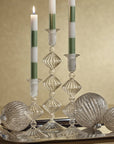 Handcrafted glass taper holder for standard candles, elegant home décor