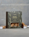 Holiday candy box with creamy sea salt caramels for gifting and entertaining.