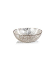 Luminara Fusion 7.75-inch shallow glass bowl with gold and silver accents for salads, fruits, and appetizers