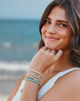 Close-up of elastic hair tie bracelets showing color and texture