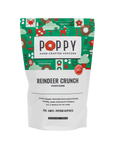 Reindeer Crunch Popcorn, 5 cups in a re-sealable bag. Lightly flavored popcorn with chocolate & caramel drizzle and festive holiday sprinkles.
