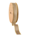 Luxurious reversible velvet ribbon in latte and gold, 1" x 10 yards. Perfect for elegant gift wrapping, wreaths, and holiday décor projects.