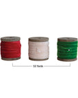“10-yard velvet ribbon on wood spool in three colors”