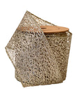 Elegant white gold mesh wired ribbon roll, 4 inches wide, perfect for holiday décor and gift wrapping