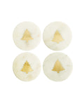 Marble Coasters w/ Brass Tree Inlay, White, Set of 4