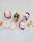 Red & White Stoneware Holiday Plate with Icon and Word – 4 Styles