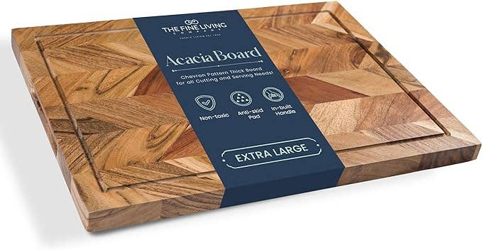 Handmade Indian Acacia Wood Large Thick Chopping Board