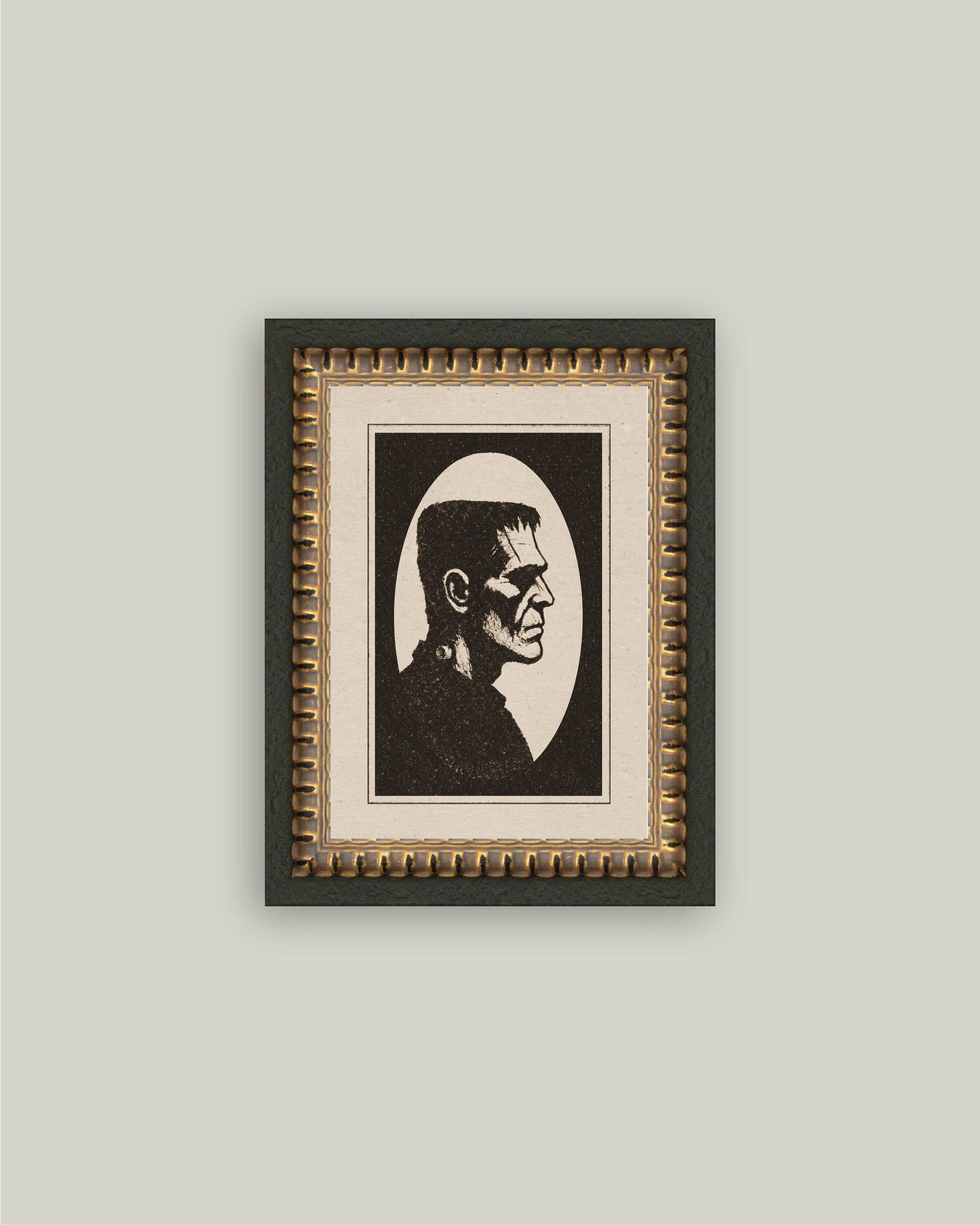 Frankenstein Cameo Framed Vintage Halloween Canvas Art