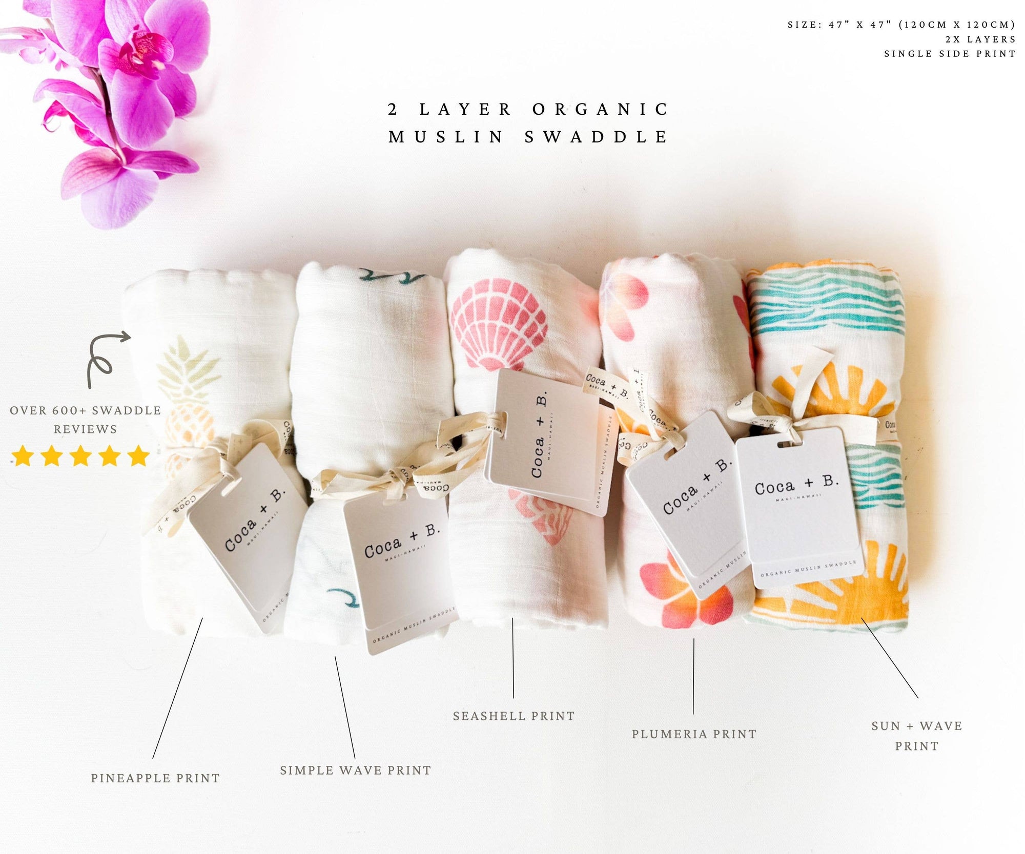 Coastal Wave Swaddle Blanket – Organic Bamboo &amp; Cotton