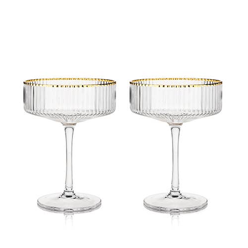 Deco Meridian Gold-Rimmed Crystal Coupe Glass