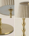 Rechargeable Table Lamp Pleat Shade Taup, Gold Diamond Stem