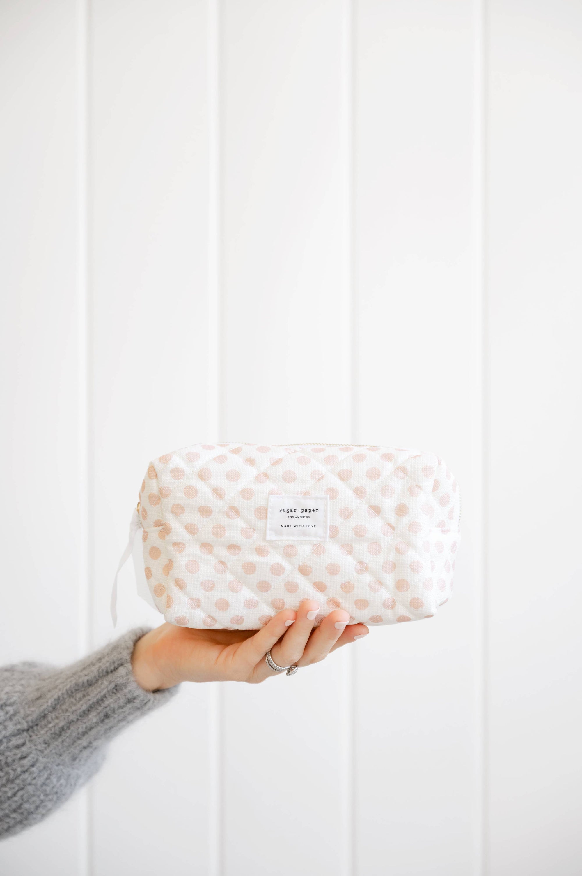 Small Cosmetic Pouch, Rose Polka Dot