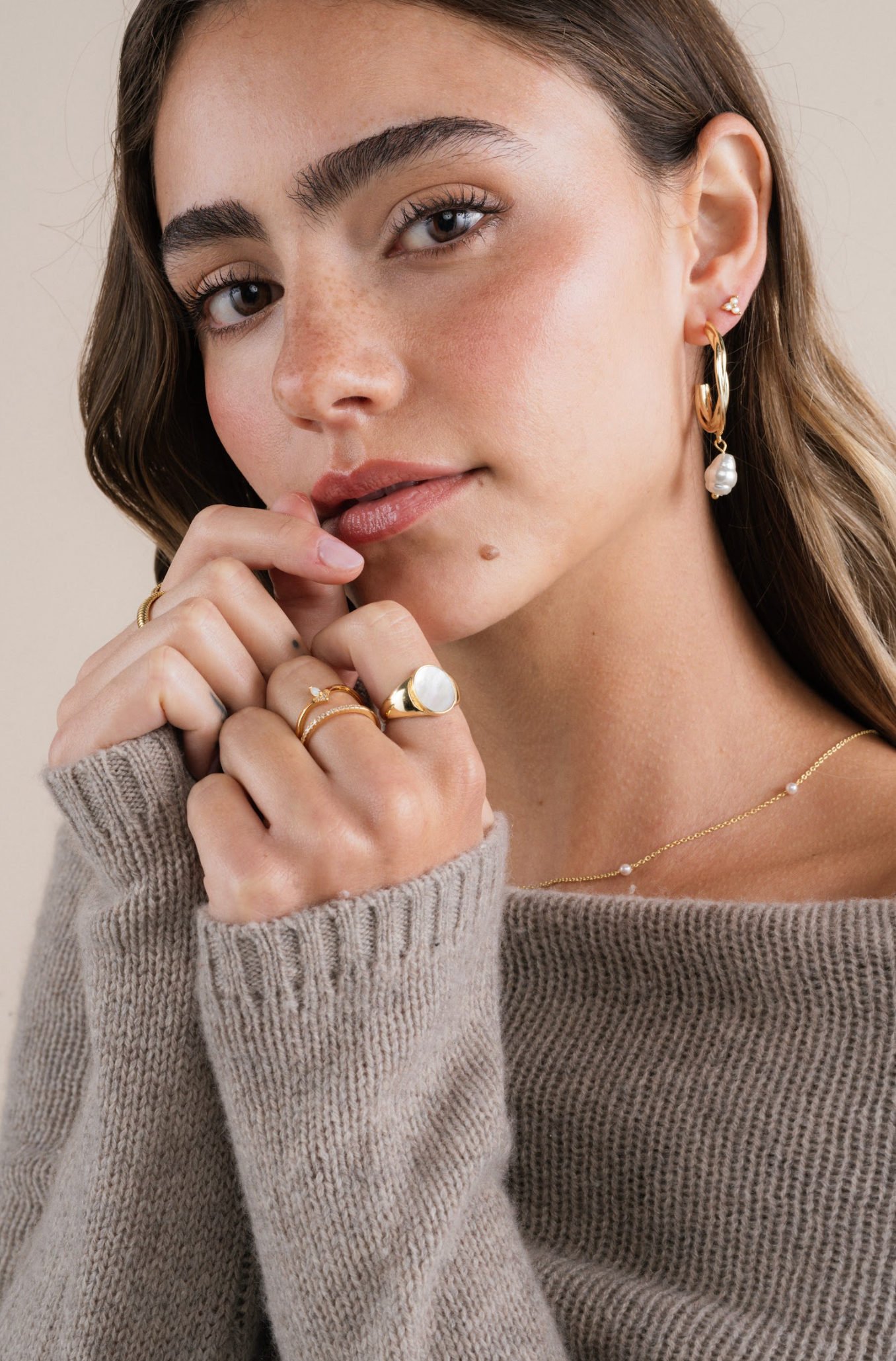 Gold Rings - Half Pave - White CZ