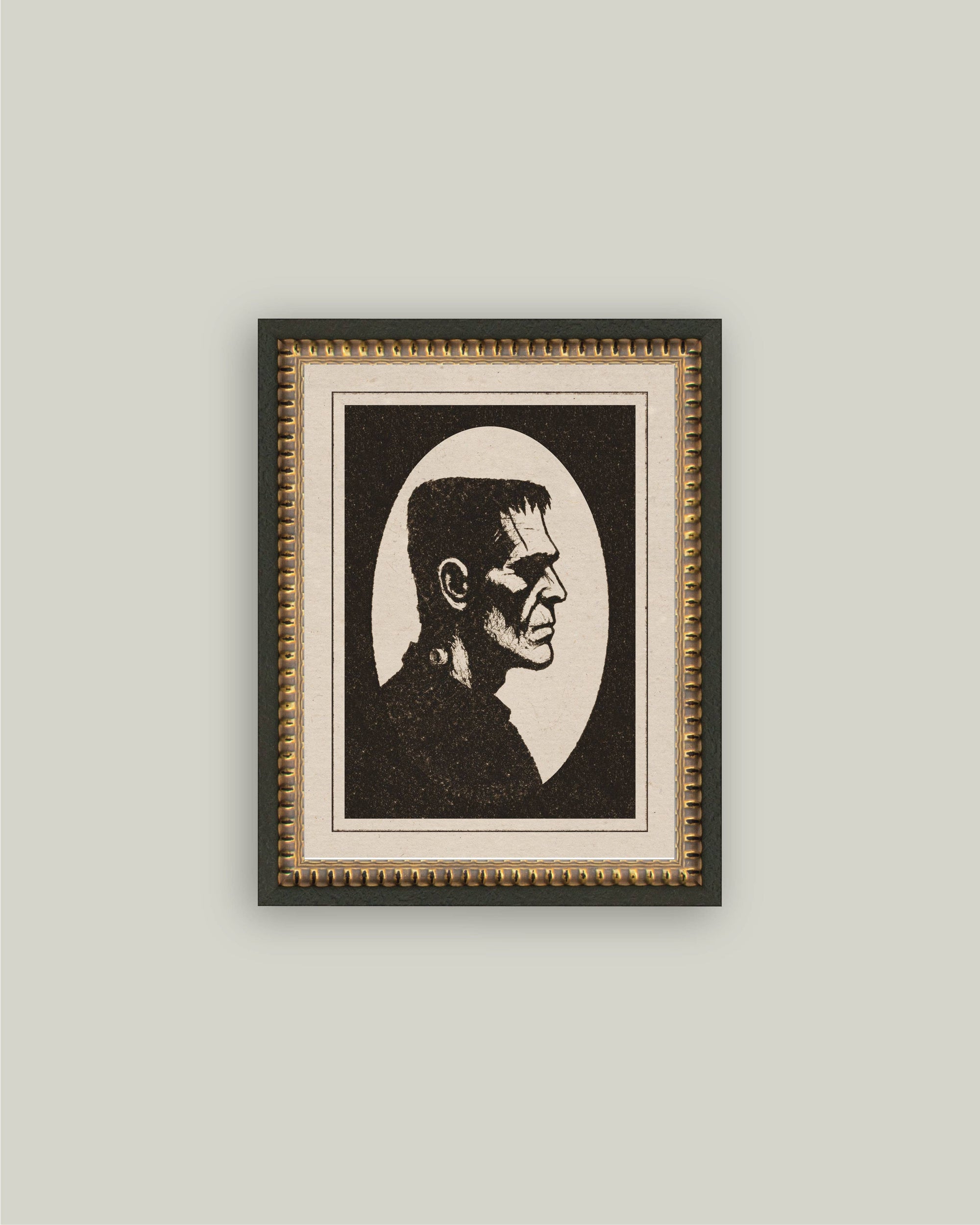 Frankenstein Cameo Framed Vintage Halloween Canvas Art