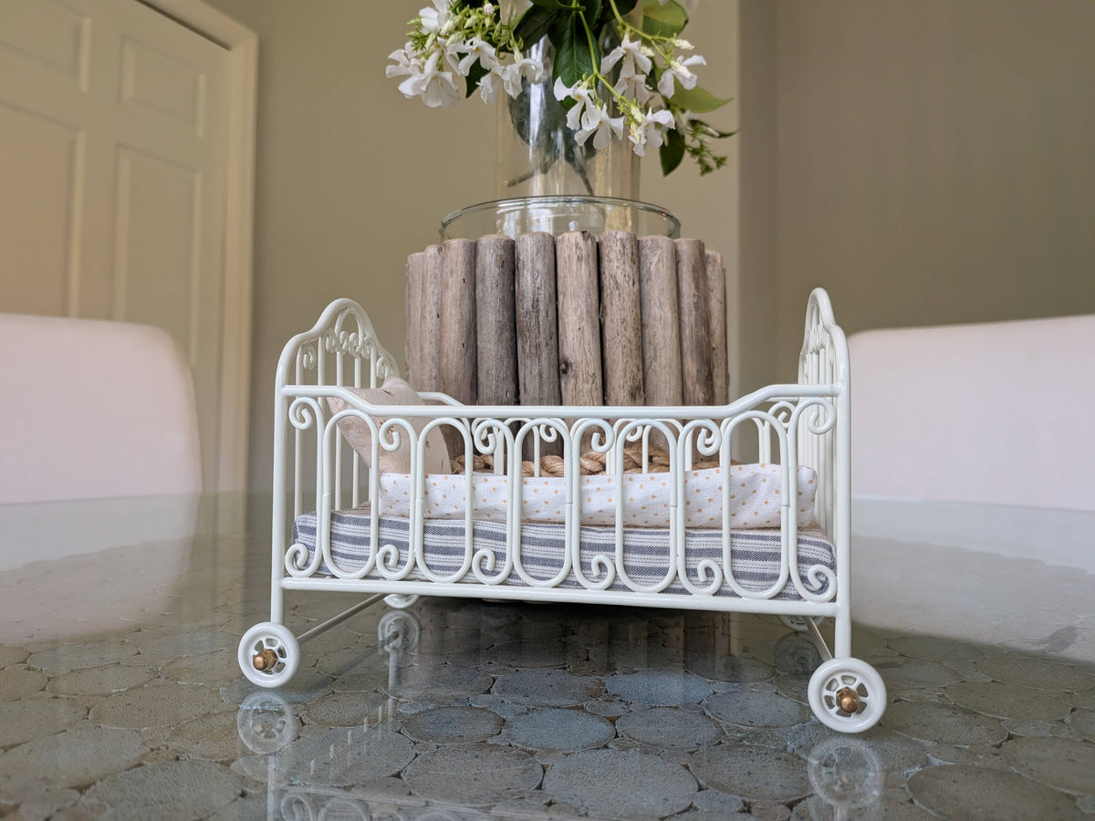 Miniature Metal Bed – Whimsical Dollhouse Furniture