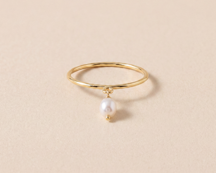 Gold Ring - Pearl Charm