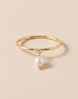 Gold Ring - Pearl Charm