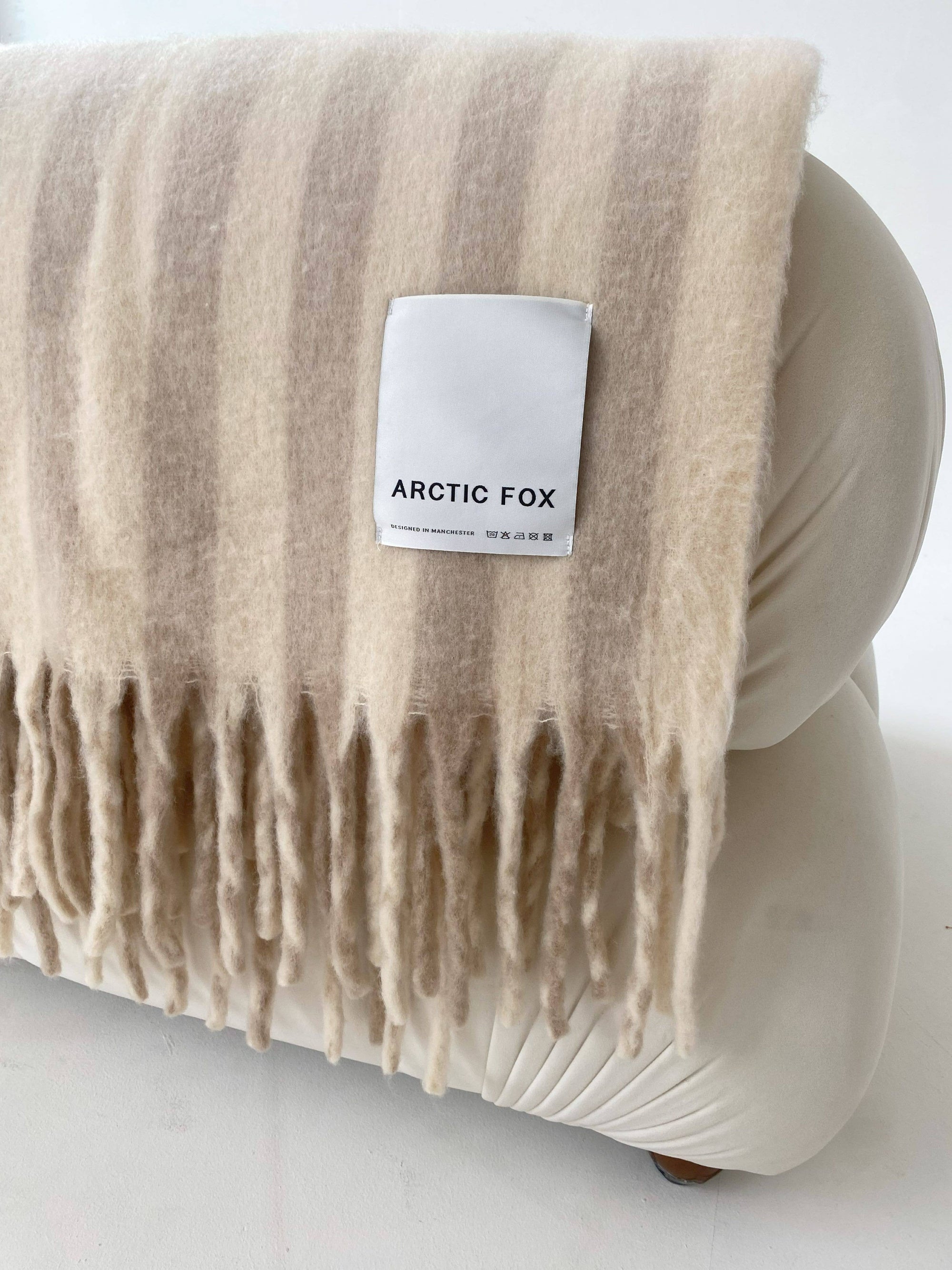 The Wool Stripe Throw - Taupe/White