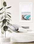 Colored Surfboards on The Beach. Ocean Surfing Print