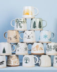 Wide Base Mug with Snowflakes