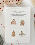 Gingerbread paintable watercolor notecard set
