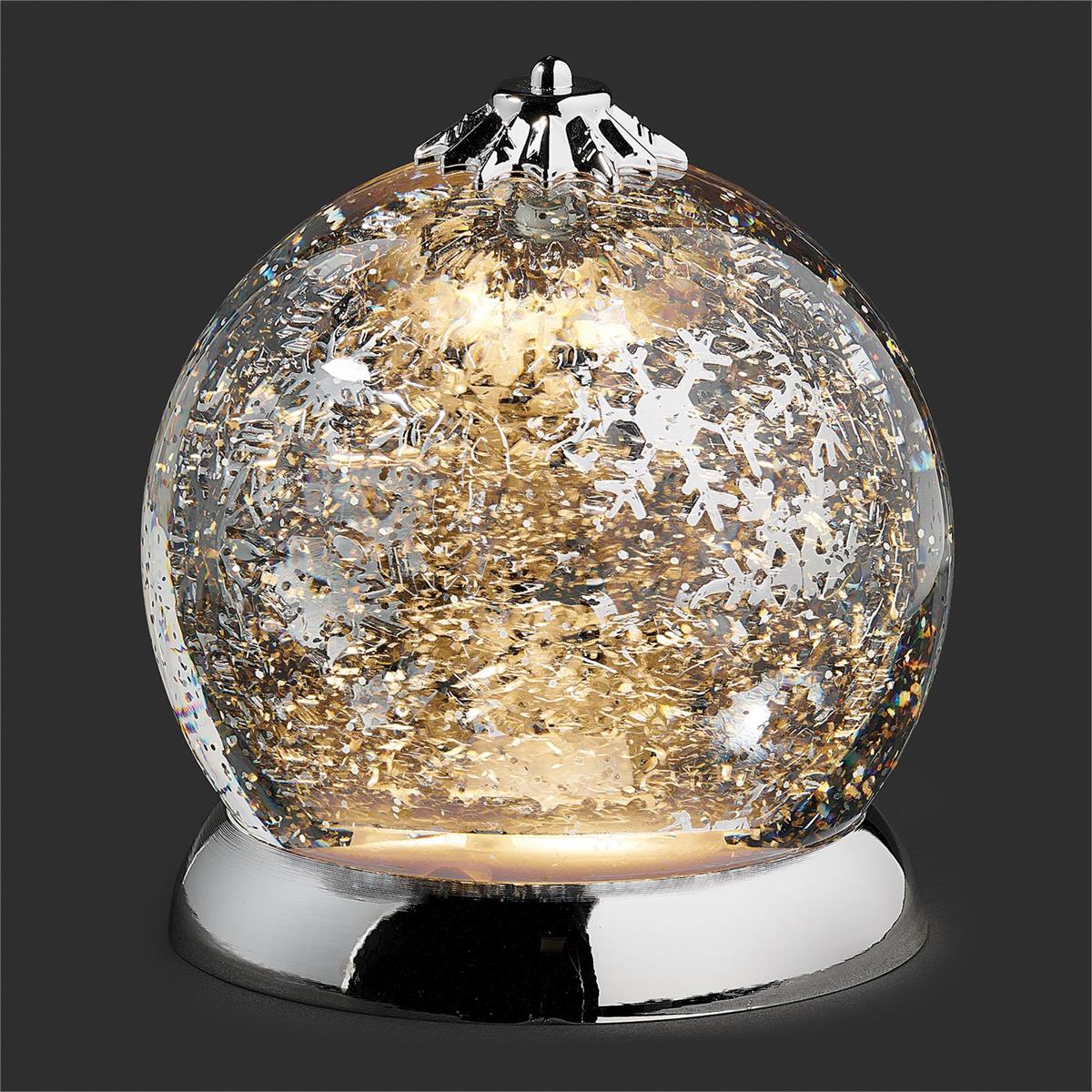 Confetti Lites Lighted Swirl Silver Glitterdome with Rotating Snowflakes