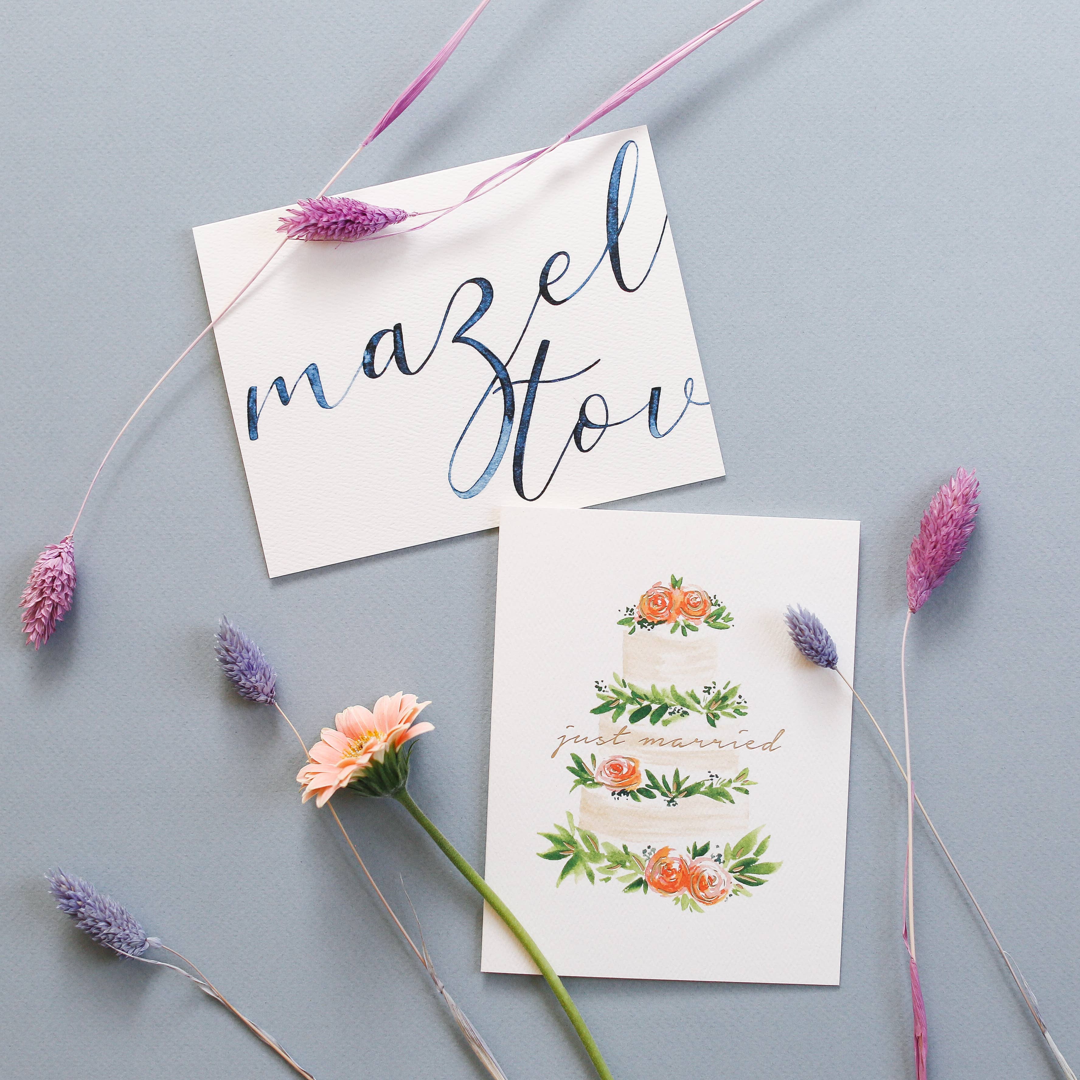 Just Married Cake Greeting Card | Wedding Card – Modern Pine Studio
